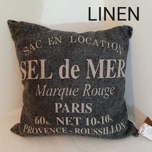 Mod Lifestyles Sel De Mer Print Linen 20" Pillow with insert charcoal gray